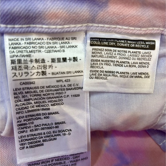 Levi's 721 High Rise Skinny Jeans pink and purple tie-dye NWOT Waist 28 Hippie - Picture 7 of 7